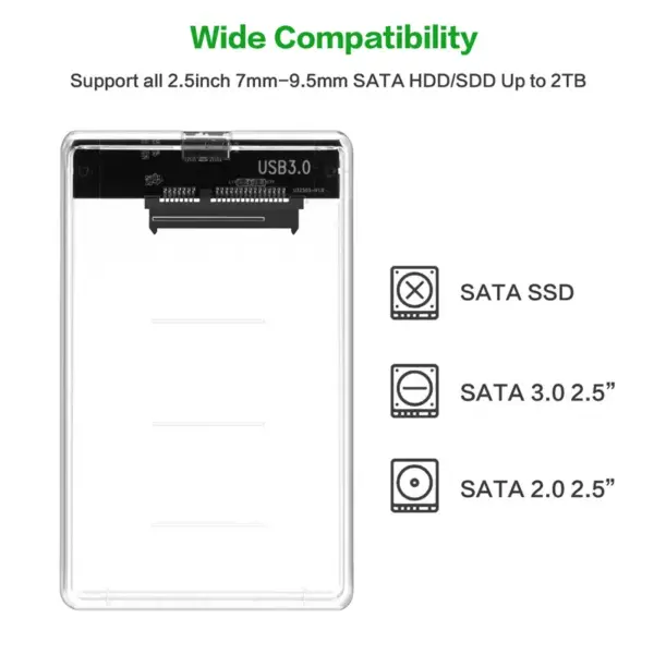 Caja Carcasa de disco duro usb 3.0 SSD HDD SATA 2.5" TRANSPARENTE - Imagen 4