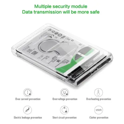 Caja Carcasa de disco duro usb 3.0 SSD HDD SATA 2.5" TRANSPARENTE - Imagen 5