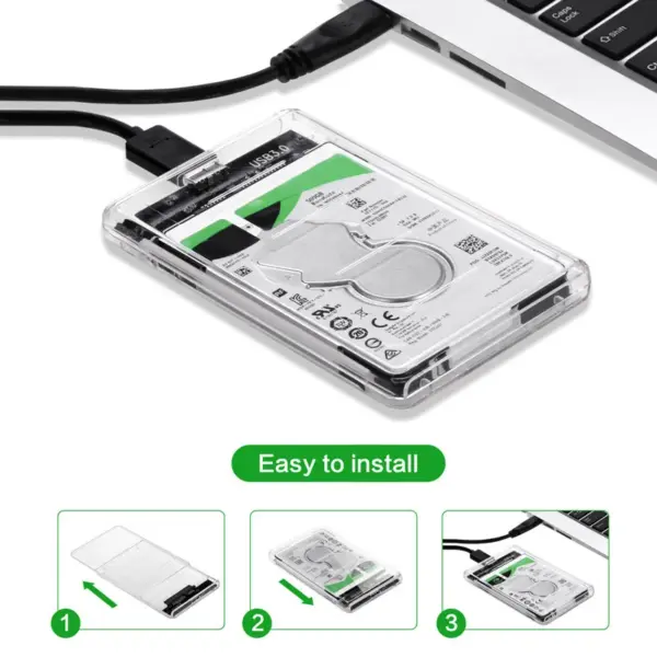 Caja Carcasa de disco duro usb 3.0 SSD HDD SATA 2.5" TRANSPARENTE - Imagen 6