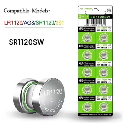 10x pilas boton AG8 LR55 391 SR1120SW 191 LR1120 1.55V - Imagen 3