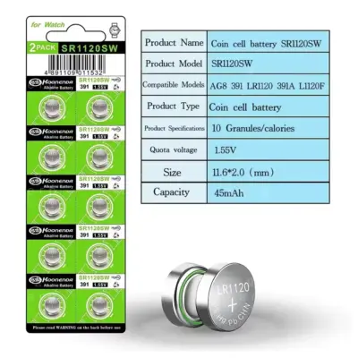 10x pilas boton AG8 LR55 391 SR1120SW 191 LR1120 1.55V - Imagen 4