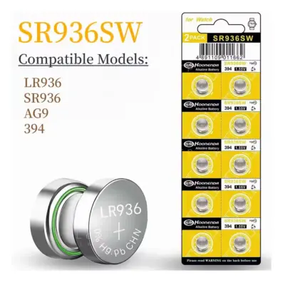 10x pilas boton AG9/ LR936/394/SR936SW/SR45/194 1.55V - Imagen 4