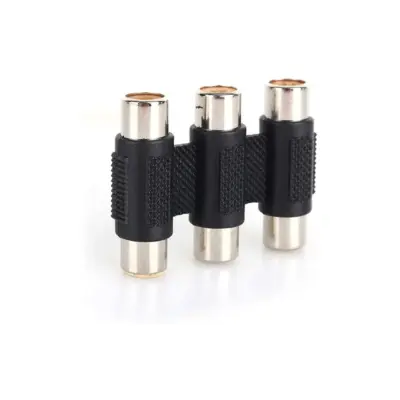 Triple 3x RCA Acoplador Hembra a Hembra Video Audio