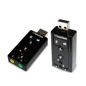 Adaptador Tarjeta de Sonido Externa USB 2.0 7.1 con Panel Volumen Ajustable y 4 Botones Negra
