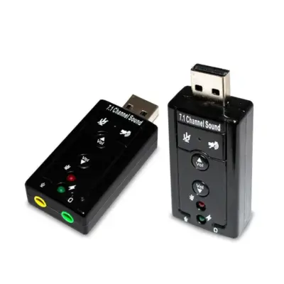 Adaptador Tarjeta de Sonido Externa USB 2.0 7.1 con Panel Volumen Ajustable y 4 Botones Negra