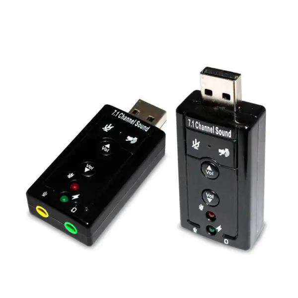 Adaptador Tarjeta de Sonido Externa USB 2.0 7.1 con Panel Volumen Ajustable y 4 Botones Negra