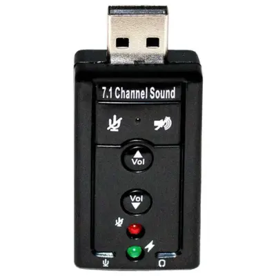 Adaptador Tarjeta de Sonido Externa USB 2.0 7.1 con Panel Volumen Ajustable y 4 Botones Negra - Imagen 2