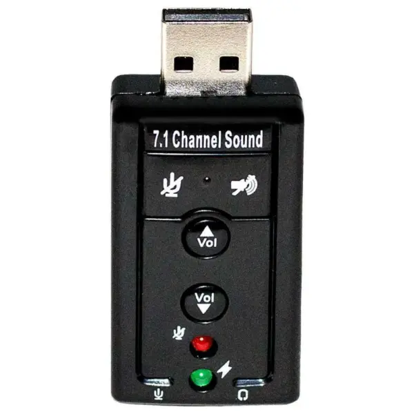 Adaptador Tarjeta de Sonido Externa USB 2.0 7.1 con Panel Volumen Ajustable y 4 Botones Negra - Imagen 2