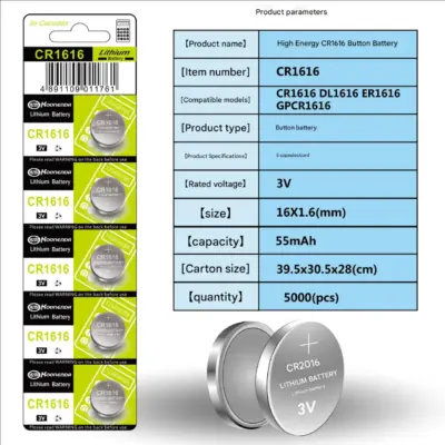 5x PILAS BOTON BATERIA CR1616 DE LITIO 3V LITHIUM BATTERY - Imagen 2