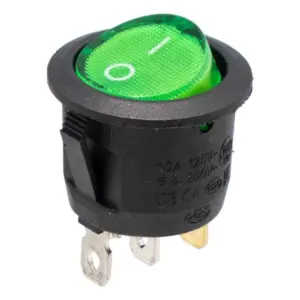 INTERRUPTOR ON OFF CON LUZ VERDE REDONDO RECTANGULAR 20MM SPST 250v 6a ac