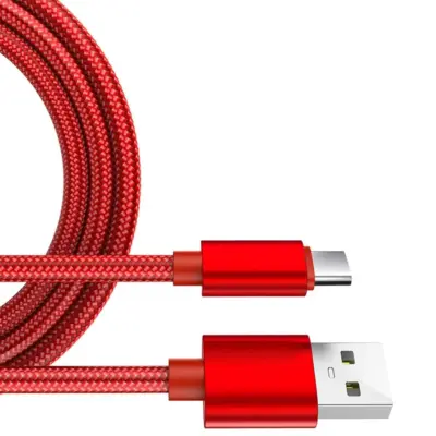 CABLE USB-C ALUMINIO TRENZADO MÓVIL TABLET TIPO C 1M ROJO NYLON - Imagen 2