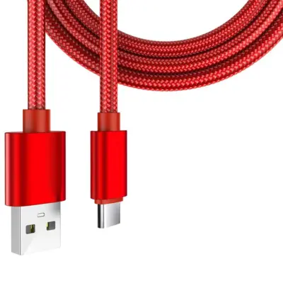 CABLE USB-C ALUMINIO TRENZADO MÓVIL TABLET TIPO C 1M ROJO NYLON - Imagen 3