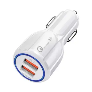 Cargador de movil coche mechero Carga rapida doble USB 3.1A qualcomm 3.0 Blanco