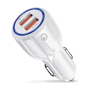 Cargador de movil coche mechero Carga rapida doble USB 3.1A qualcomm 3.0 Blanco
