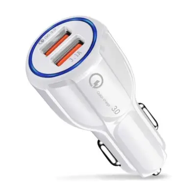 Cargador de movil coche mechero Carga rapida doble USB 3.1A qualcomm 3.0 Blanco - Imagen 2