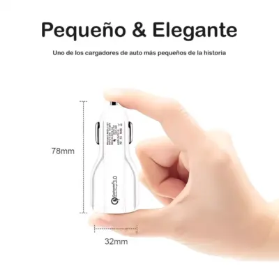 Cargador de movil coche mechero Carga rapida doble USB 3.1A qualcomm 3.0 Blanco - Imagen 3