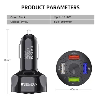Cargador movil mechero coche Quick Charge 3.0 3.1A 4 puertos 48W 7A - Imagen 5