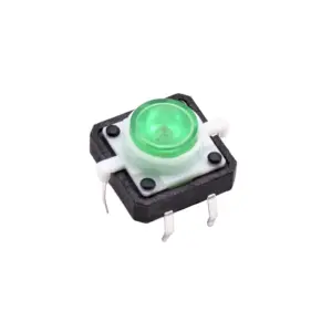 Pulsador interruptor momentaneo NO 12x12x7mm con LED VERDE