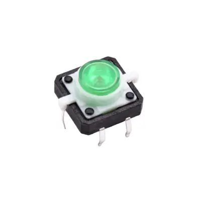 Pulsador interruptor momentaneo NO 12x12x7mm con LED VERDE