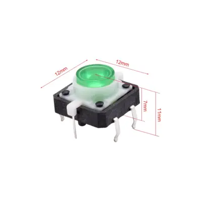 Pulsador interruptor momentaneo NO 12x12x7mm con LED VERDE - Imagen 2