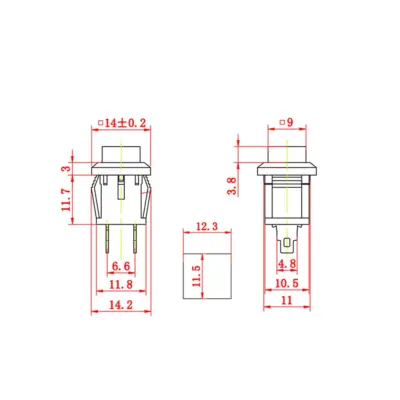 Pulsador panel cuadrado ON OFF 220V 1A - ROJO - Imagen 2