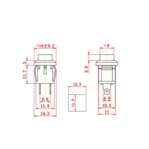 Pulsador panel cuadrado ON OFF 220V 1A – NEGRO