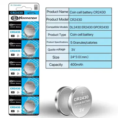 1x Pila boton bateria original Litio CR2430 3V DL2430 ER2430 GPR2430 Koonenda - Imagen 3