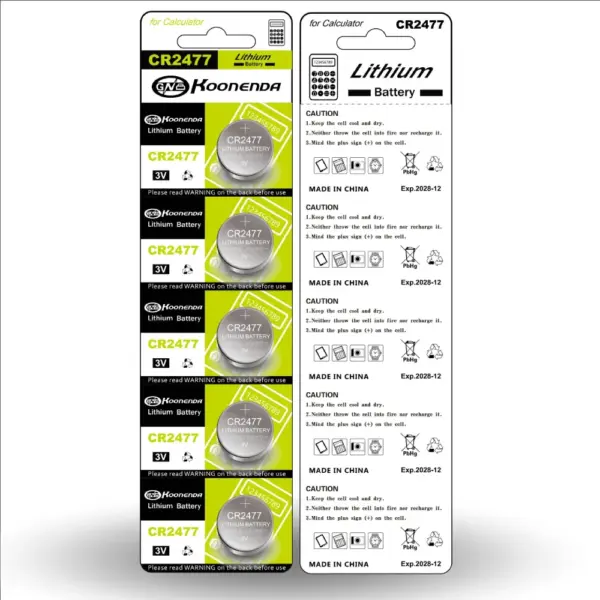 1x Pila boton bateria original Litio CR2477 3V DL2477 ER2477 GPR2477 Koonenda - Imagen 3