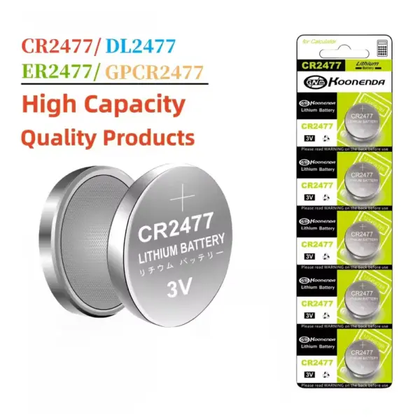1x Pila boton bateria original Litio CR2477 3V DL2477 ER2477 GPR2477 Koonenda - Imagen 4