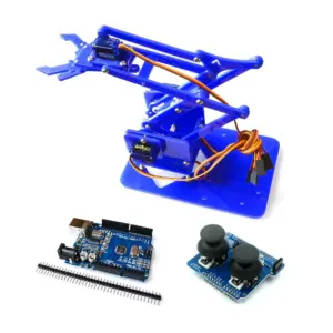 Brazo Robotico mecanico acrilico 4 DOF Arduino Kit completo Azul