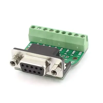Adaptador conector DB9 Hembra socket con terminales tornillos serie RS-232 PCB