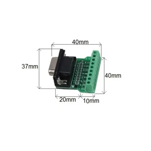 Adaptador conector DB9 Hembra socket con terminales tornillos serie RS-232 PCB - Imagen 4