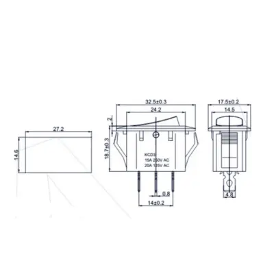 Interruptor basculante SPDT 3 pines y 2 posiciones On-off con LED KCD3 Rojo - Imagen 2