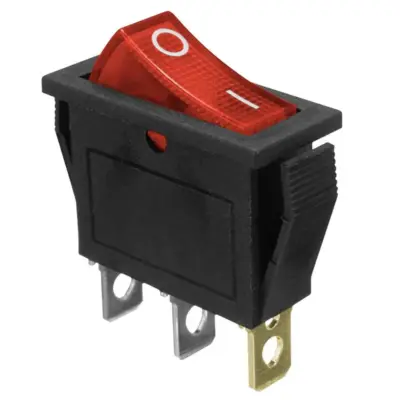 INTERRUPTOR ON OFF CON LUZ 220V ROJO RECTANGULAR KCD3 SPST 16A 220V