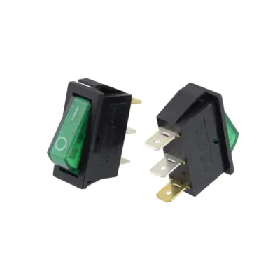 Interruptor basculante SPDT 3 pines y 2 posiciones On-off con LED KCD3 Verde