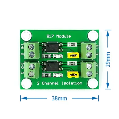 Modulo Optoacoplador Placa de Aislamiento de 2 Canales PC817 3.6-24VDC - Imagen 3