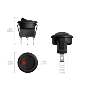 Interruptor ON OFF con luz LED Redondo rectangular 20mm SPST 220V 6A NARANJA
