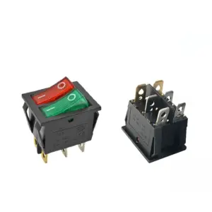 INTERRUPTOR BASCULANTE DOBLE SPDT 6 PINES Y 2 POSICIONES ON-OFF CON LED KCD8