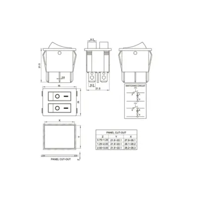 INTERRUPTOR BASCULANTE DOBLE SPDT 6 PINES Y 2 POSICIONES ON-OFF CON LED KCD8 - Imagen 3