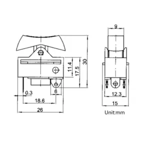Interruptor basculante 3 posiciones secador de pelo  250V 10A SPDT 3 Pin NEGRO