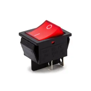 INTERRUPTOR 4 PIN ON OFF CON LUZ ROJO 220V RECTANGULAR KCD4 SPST 16A 220V