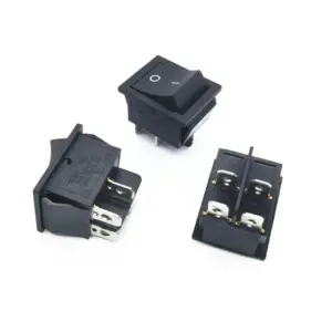 INTERRUPTOR 4 PIN ON OFF NEGRO 220V RECTANGULAR KCD4 SPST 16A 220V