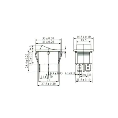 INTERRUPTOR 4 PIN ON OFF NEGRO 220V RECTANGULAR KCD4 SPST 16A 220V - Imagen 3