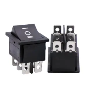 INTERRUPTOR BASCULANTE SPDT 6 PINES Y 2 POSICIONES ON-OFF CON  KCD4 NEGRO 220V 16A