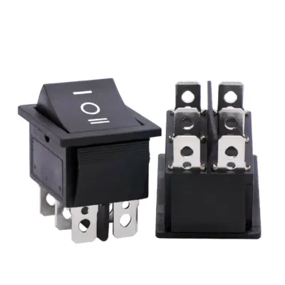 INTERRUPTOR BASCULANTE SPDT 6 PINES Y 2 POSICIONES ON-OFF CON  KCD4 NEGRO 220V 16A