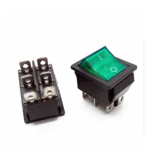 INTERRUPTOR BASCULANTE SPDT 6 PINES Y 2 POSICIONES ON-OFF CON  KCD4 VERDE 220V 16A