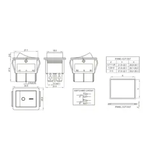 INTERRUPTOR BASCULANTE SPDT 6 PINES Y 2 POSICIONES ON-OFF CON  KCD4 VERDE 220V 16A