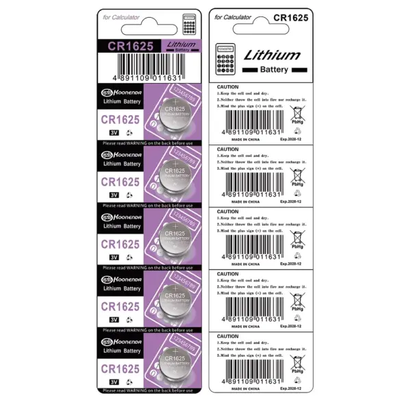 5x Pila de boton bateria original Litio CR1625 3V Koonenda - Imagen 2