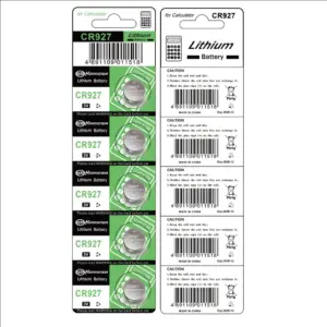 5x Pila de boton bateria original Litio CR927 3V Koonenda