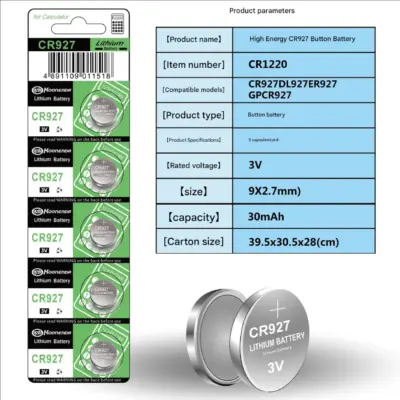 5x Pila de boton bateria original Litio CR927 3V Koonenda - Imagen 3
